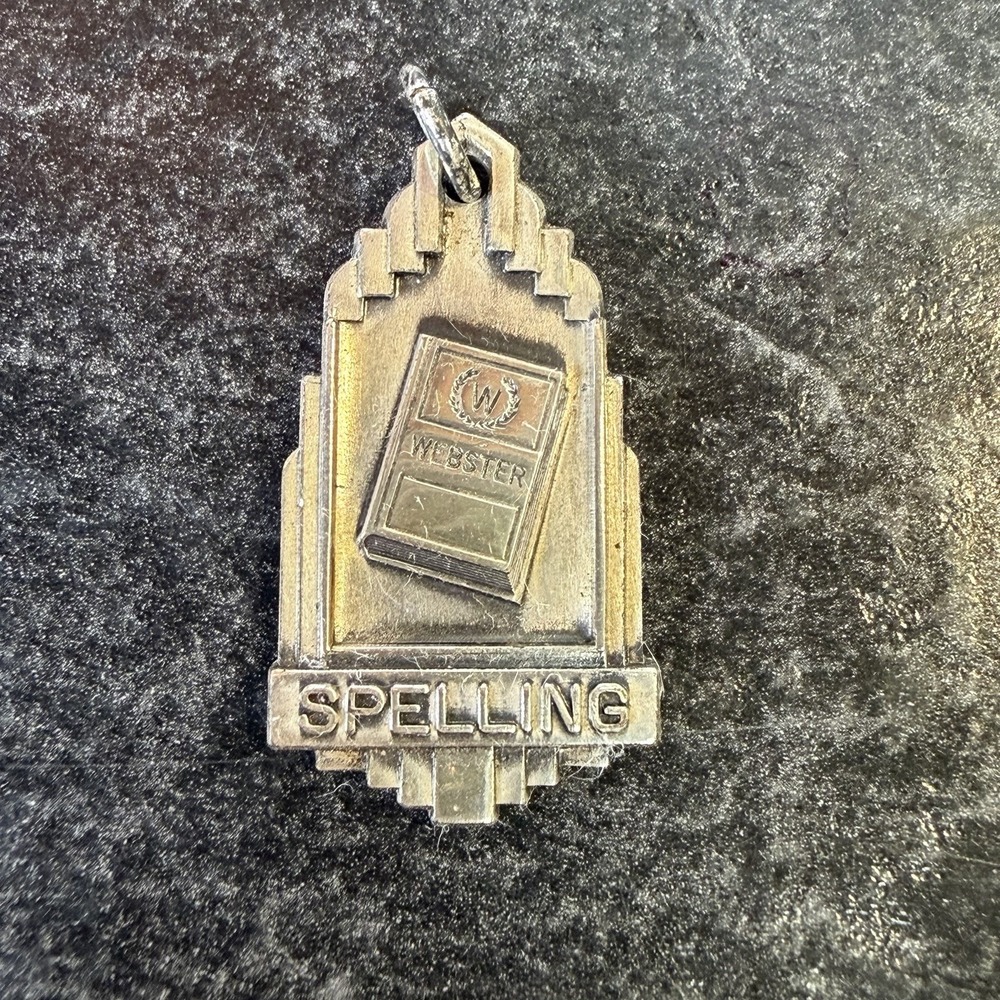 Vintage Sterling Silver Webster Academic Spelling Bee Charm 1.25" 5.9 Grams